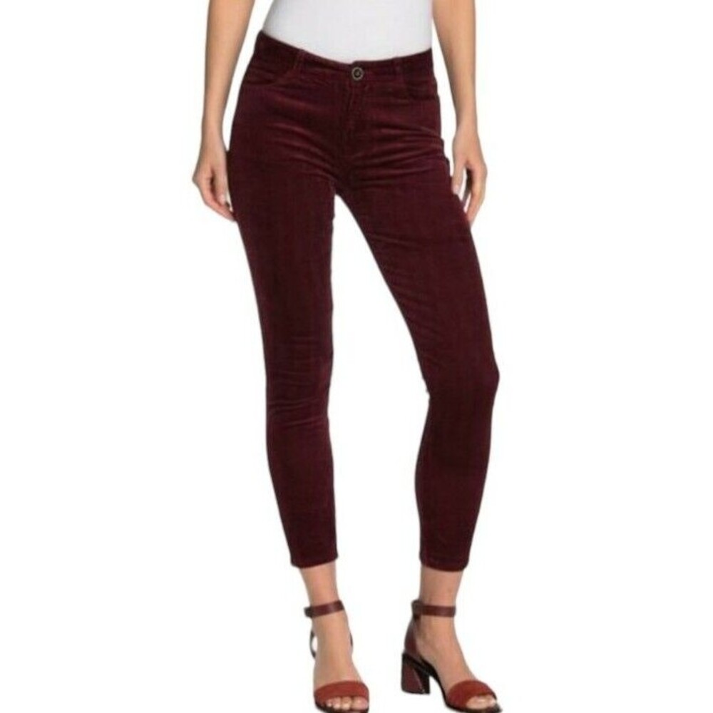 Paige Women's Hoxton Wine Academia Ultra Skinny Corduroy Ankle Pants Size 29